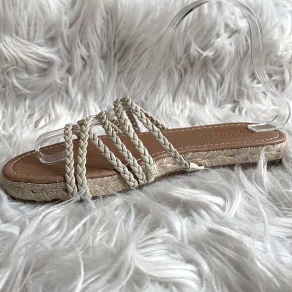 MADEWELL Kathryn Espadrille Slide Sandal braided Leather straps cream NWOT - Picture 2 of 11